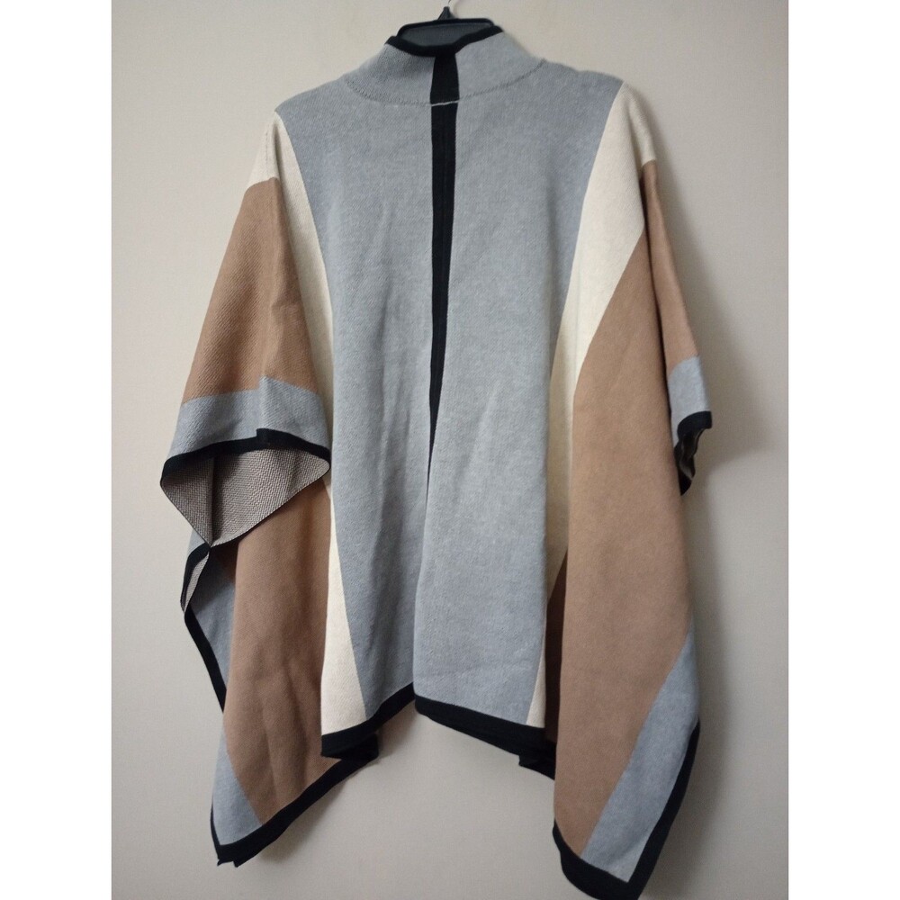Anne Klein Vertical Stripe Zip Front Cape Size L/XL - Picture 2 of 9